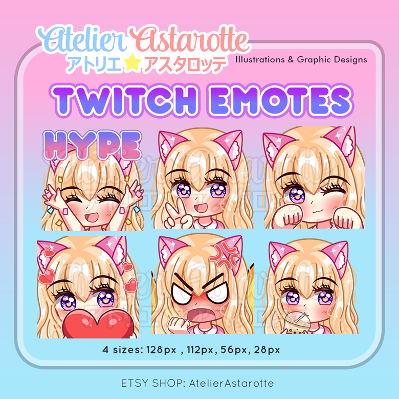 Twitch Emotes Cute Neko Cat Girl Emotes For Streamers Kawaii Cute