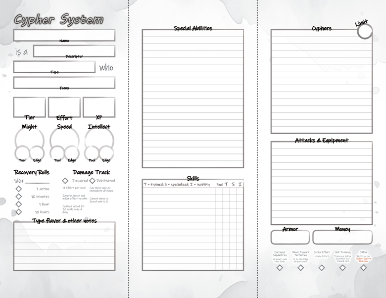Cypher System character sheet PDF - Oskar GHOTI's Ko-fi Shop - Ko-fi ️ ...