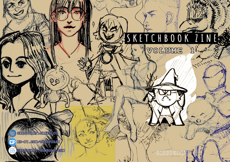 Sketchbook zine vol 1 - Crispuart's Ko-fi Shop - Ko-fi ❤️ Where creators  get support from fans through donations, memberships, shop sales and more!  The original 'Buy Me a Coffee' Page.