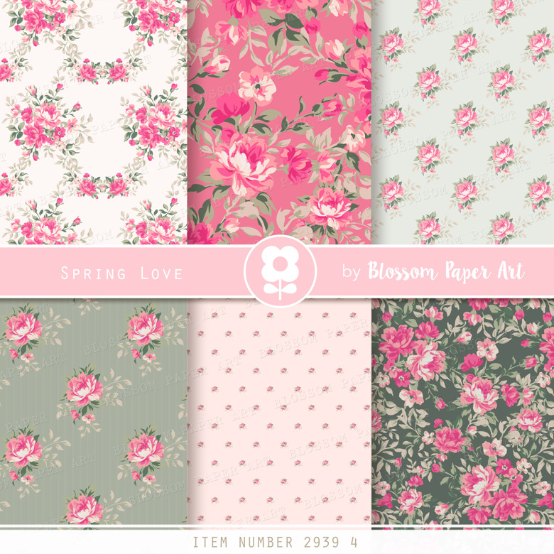 Pink Digital Paper, Floral Scrapbook Paper Pack, Roses Scrapbooking ...