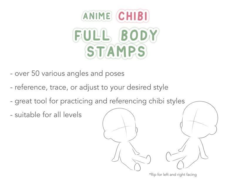 Procreate Chibi Base Chibi Pose Anime Chibi Stamp Guide 