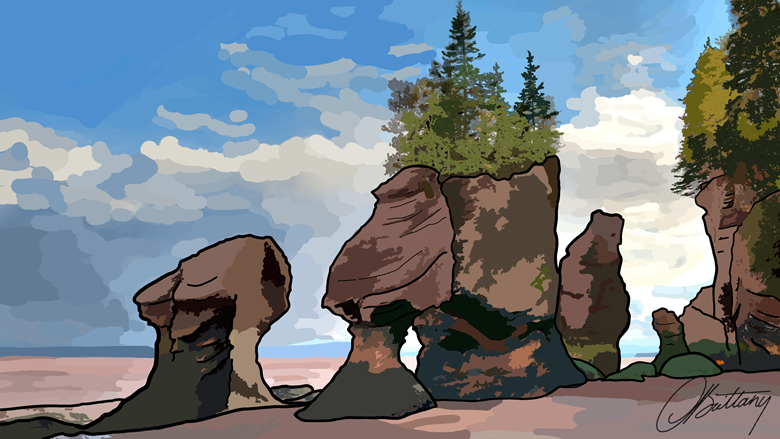 Hopewell Rocks - Original Digital Illustration for download