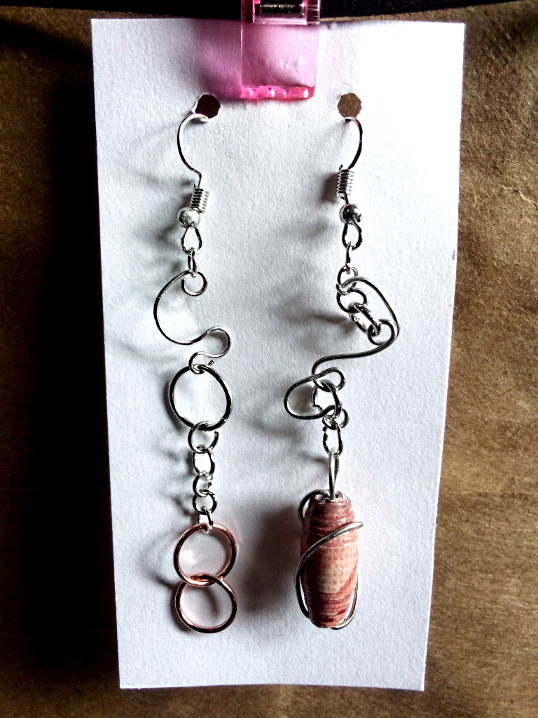 Turquoise paper bead bracelet and earrings set/ handmade bracelet set/ eco-  friendly gift set