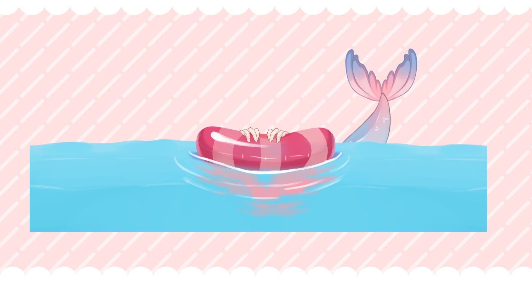 vtuber asset | Mermaid floatie & animated beach background | | Live2D ...