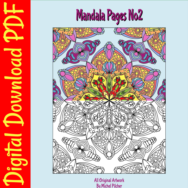 Mandala Coloring Book, 9 Digital Download Mandala Pages No 2 - A4 size  Mandalas to print and colour - PDF Format - Jumicrafts, - Jumicrafts  Colouring