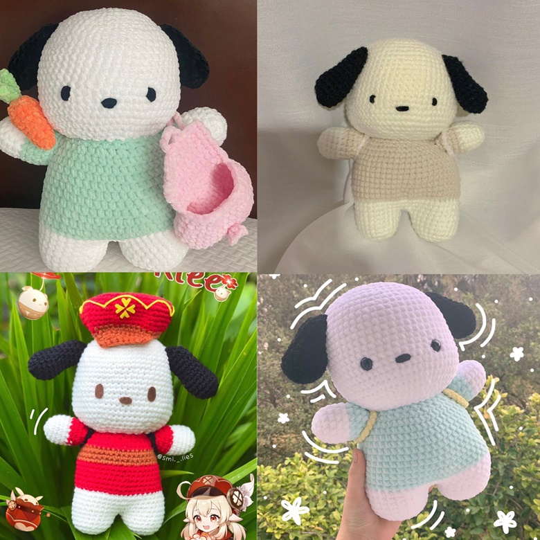 pochacco pattern (digital pdf) lovelee.crochet's Kofi Shop Kofi ️