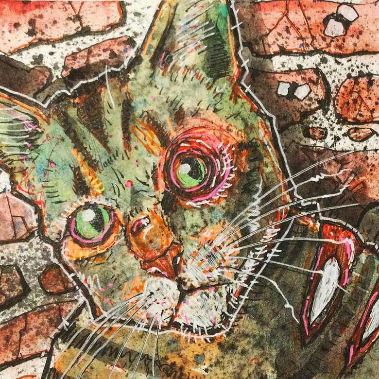 Gypsy Zombie Kitten Art Print by byron the artist