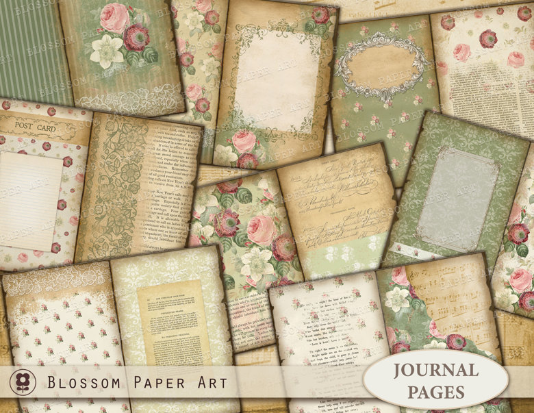Vintage Journal Printable Pages, Junk Journal Printable