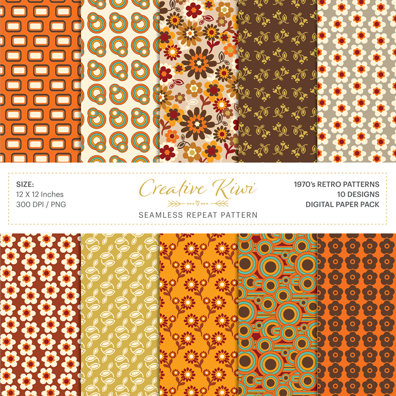 10 Boho Seamless Digital Papers, Boho Scrapbook Paper, Boho