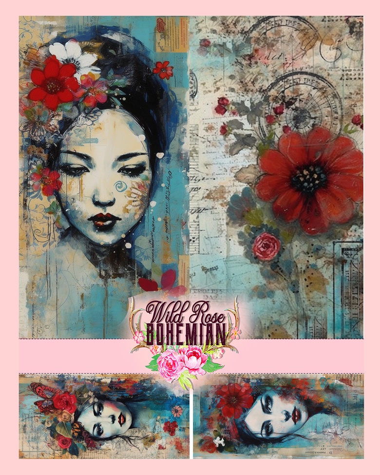 Freebie, Modern Girls And Roses, Fresco Meets Modernism Mixed Media 