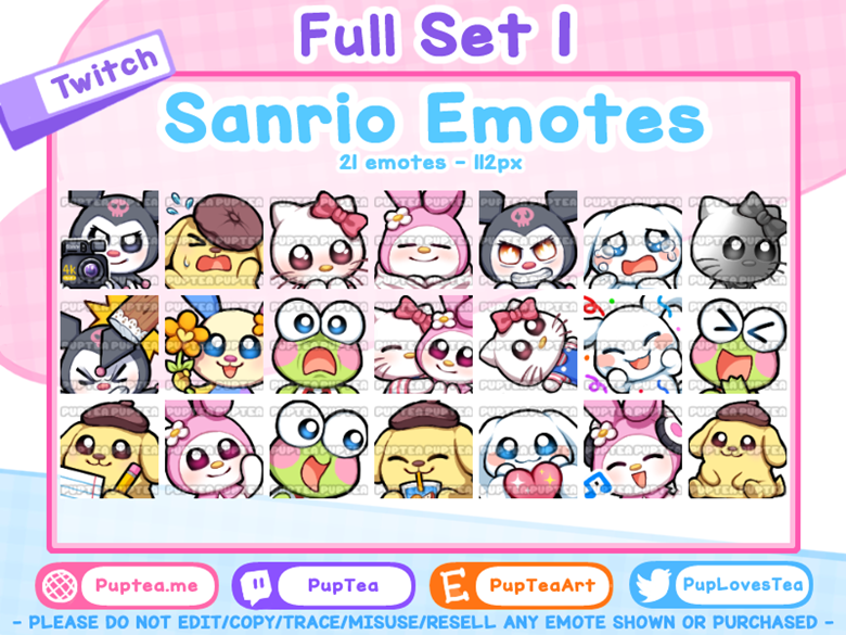 21x Sanrio Emotes Pack for Twitch | Full Set 1 - PupTea's Ko-fi Shop ...