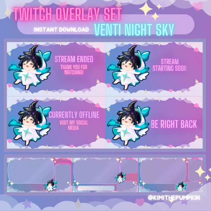 Twitch Venti Cute Stream Overlay and Animated screen set - kimithepumpkin's  Ko-fi Shop - Ko-fi ❤️ Where creators get support from fans through  donations, memberships, shop sales and more! The original 'Buy