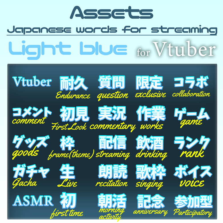 Light blue Japanese words assets for streaming - Sakura Sagna/佐倉