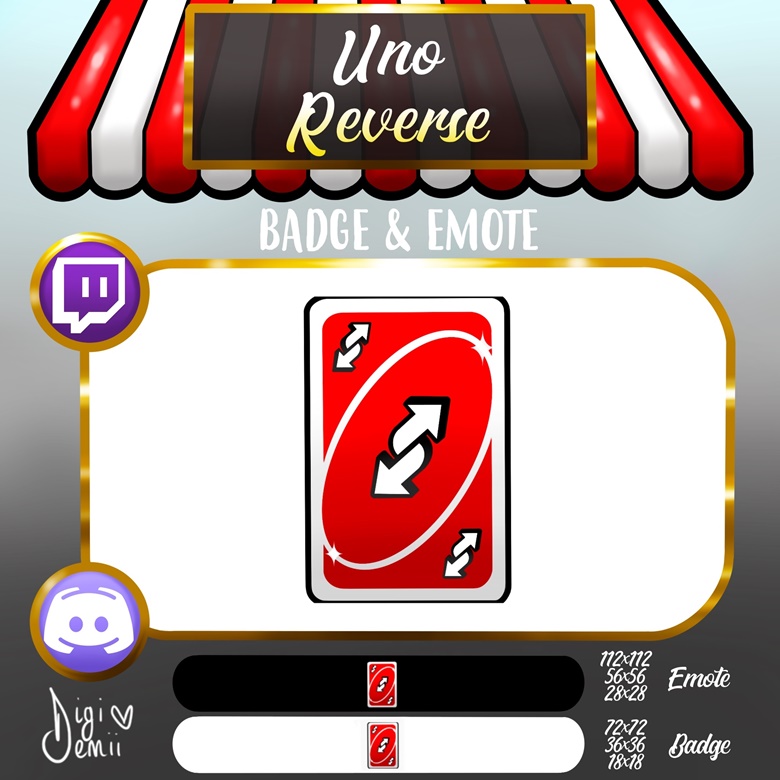 1st UNO Reverse Card Emojis for Streaming, Twitch, Discord