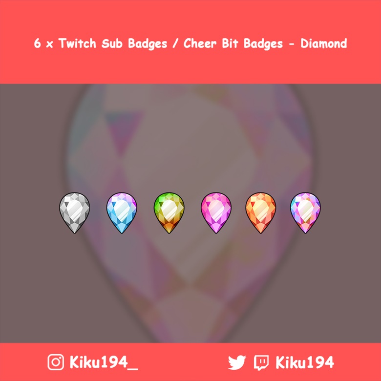 6 X Twitch Sub Badges Cheer Bit Badges Diamond Kiku194 S Ko Fi Shop Ko Fi Where Creators Get Donations From Fans With A Buy Me A Coffee Page