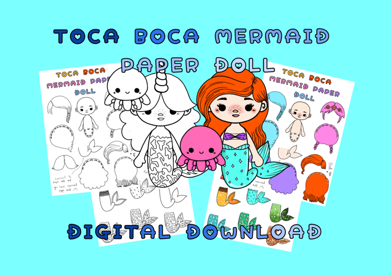 Toca Boca Paper Doll fall / Printable / Downloadable/ Clothes / Kids Play 