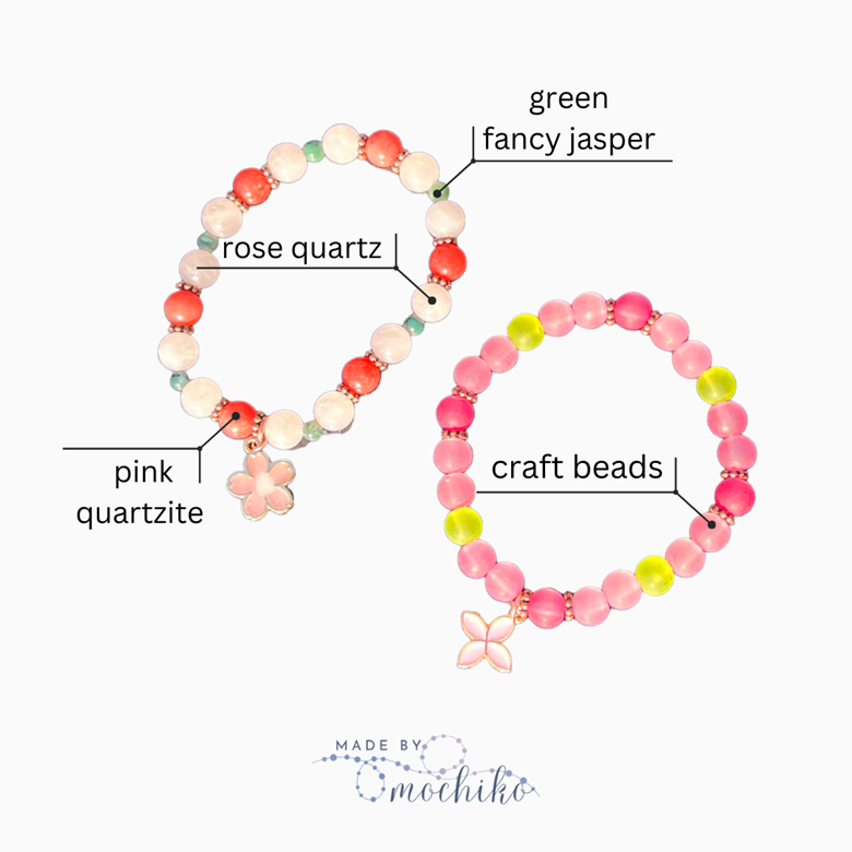 Nezuko-inspired Crystal Bracelet | Rose Quartz and Fancy Jasper - Made ...