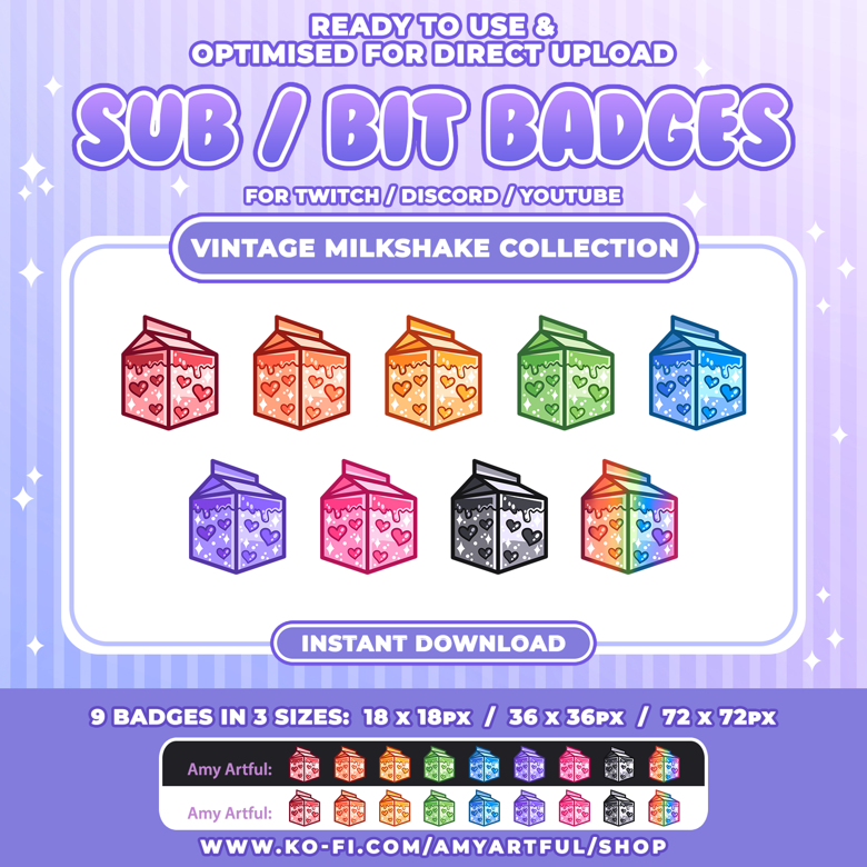 Custom Sub Badge Set Cute Bit Badges Twitch Emote Design 