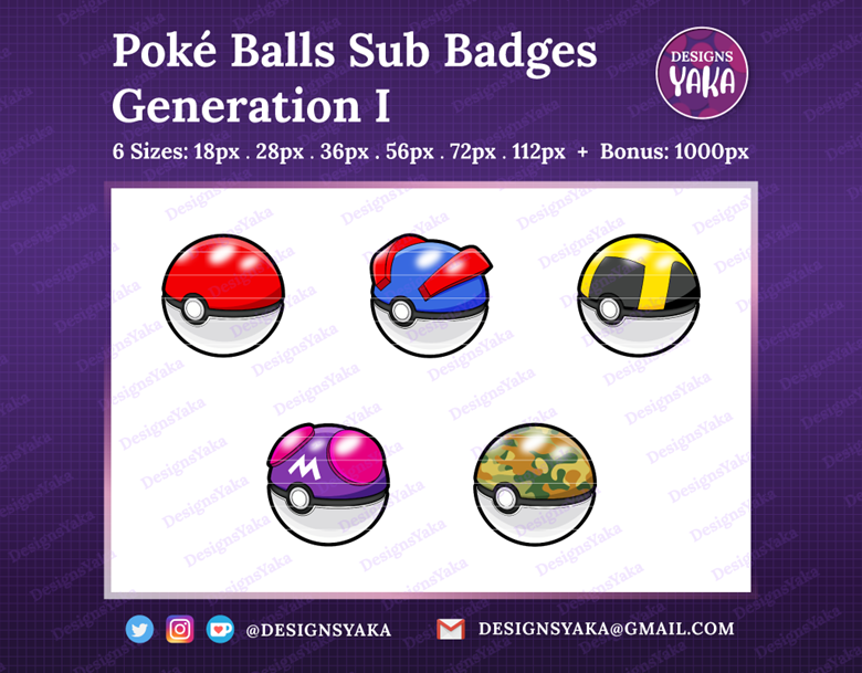 Poke Balls Twitch Sub / Cheer Badges Pixel Art - seaosaur's Ko-fi Shop