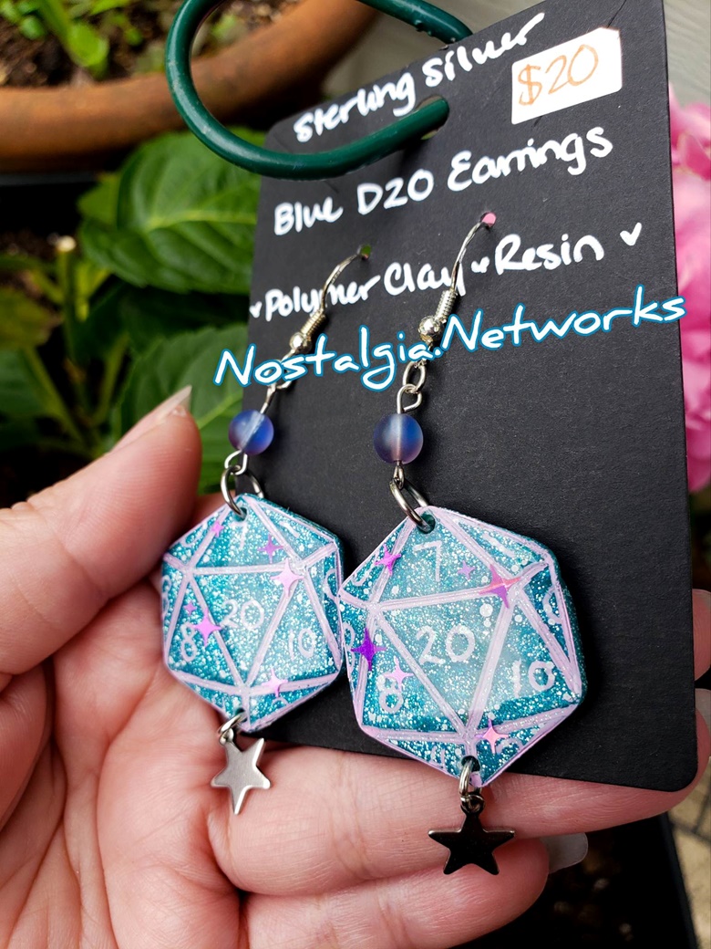 SALE : Sparkling Blue D20 Polymer Clay Earrings - Nostalgia.Networks 's ...