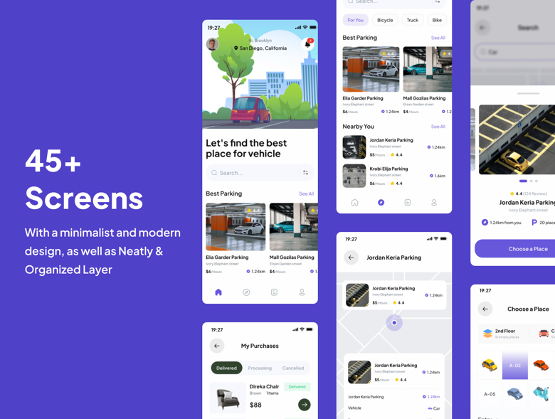 Parking Apps Premium UI Kits - Pixel Maker's Ko-fi Shop - Ko-fi ️ Where ...