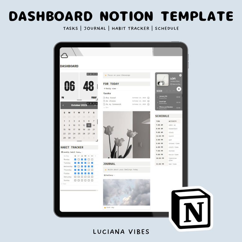 Dashboard Notion Template Planner Notion Lucianas Ko Fi Shop Ko Fi ️ Where Creators Get 7926