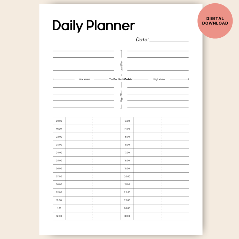 Minimalist Daily Planner Printable - DIY Printables's Ko-fi Shop - Ko ...