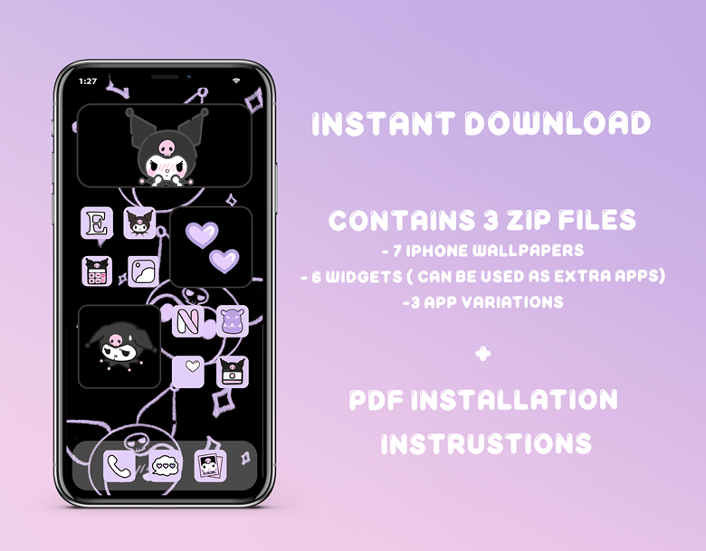 Kawaii My Melody Pink iPhone App Icon Theme Bundle for iOS14+