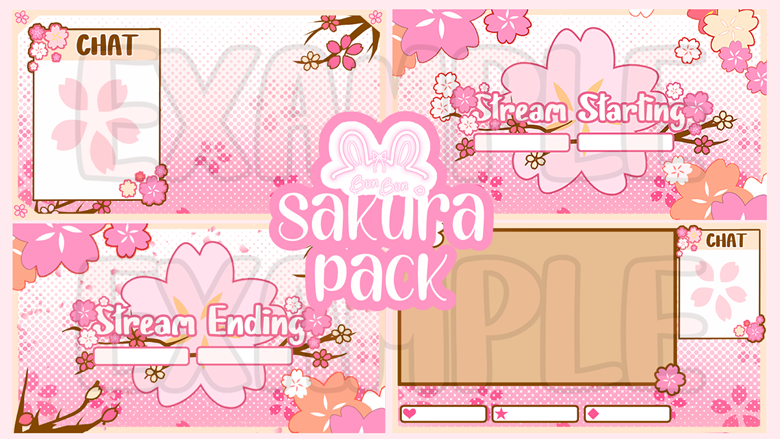 Pink Sakura Just Chatting Stream Overlay 