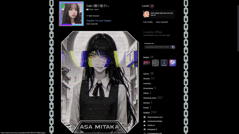 Asa Mitaka [steam Artwork All Black] - (animated) - Crl's Ko-fi Shop 