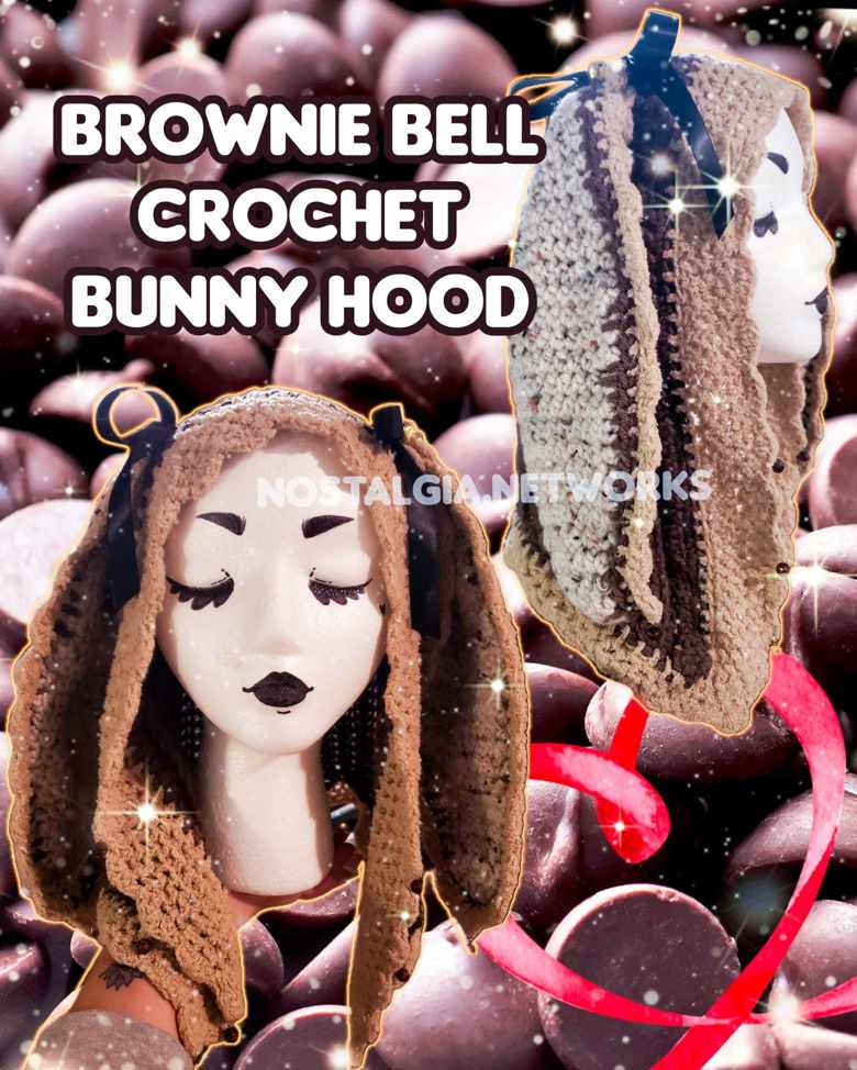 OOAK Brownie Bell Crochet Brown Bunny Hood - Nostalgia.Networks 's Ko