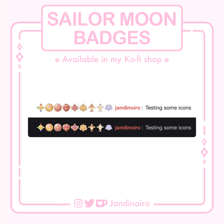 Sailormoon Twitch Badges - Gaming Visuals