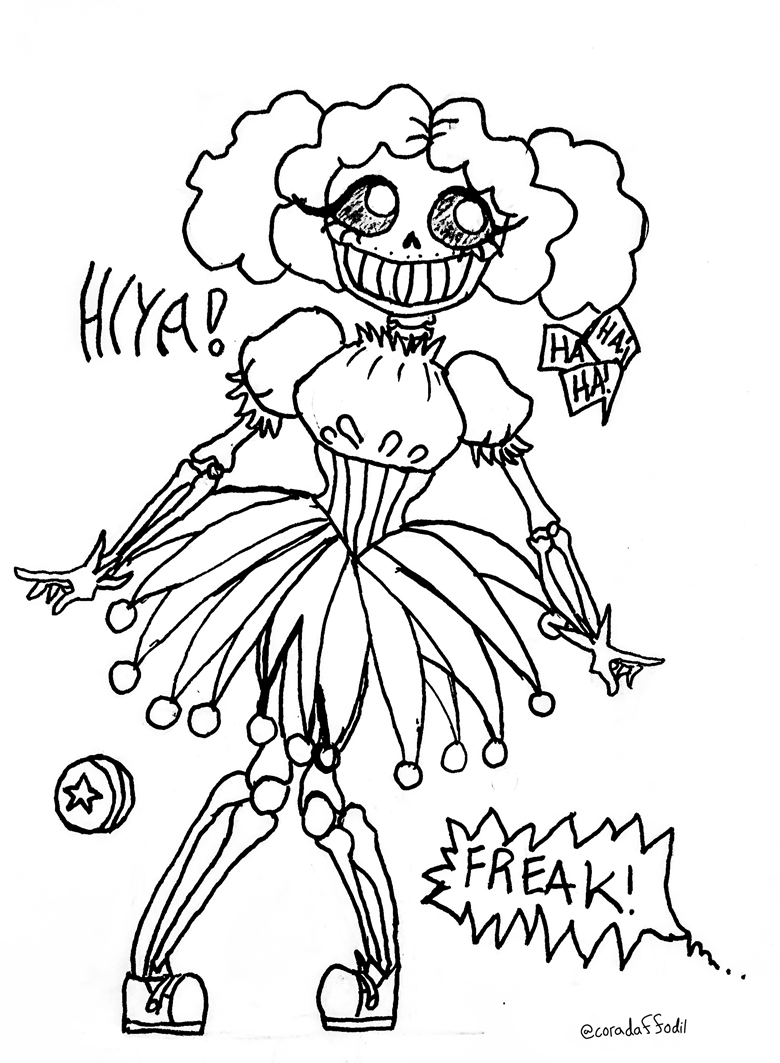 Kelsie The Skeleton Clown Coloring Page - Cora Daffodil's Ko-fi Shop 