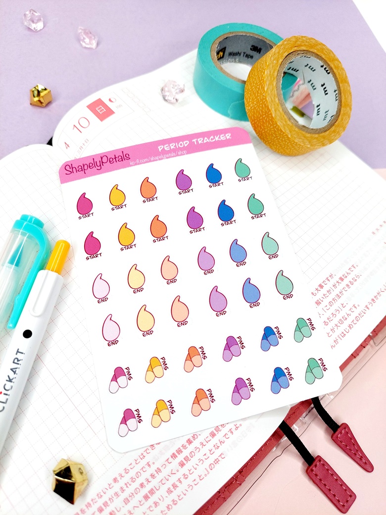 Period Tracker Planner Sticker - ShapelyPetals's Ko-fi Shop - Ko-fi ️ ...