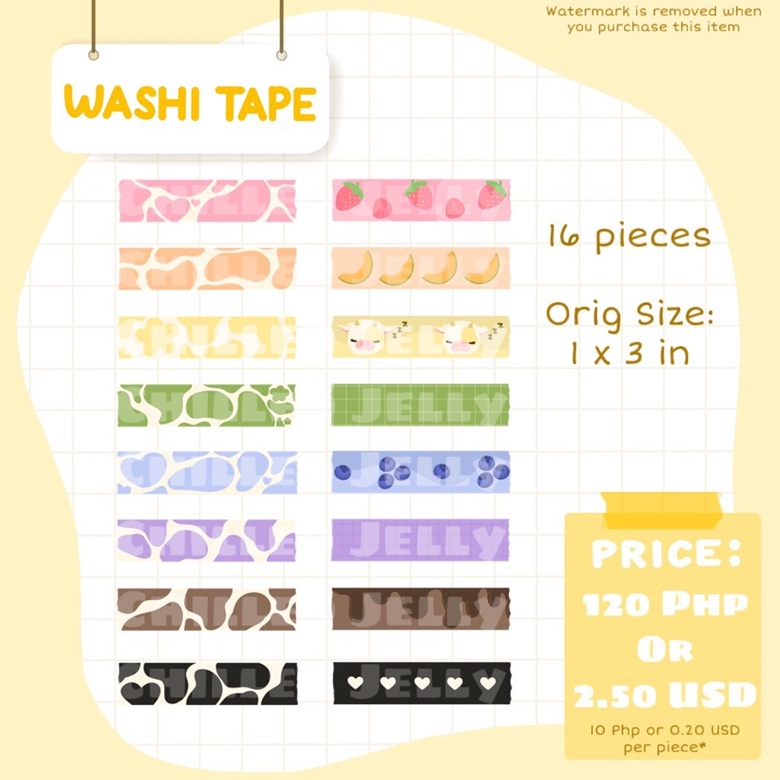 Purple Washi Tapes, Washi Tape Set, Cute Washi Tape, Digital Washi