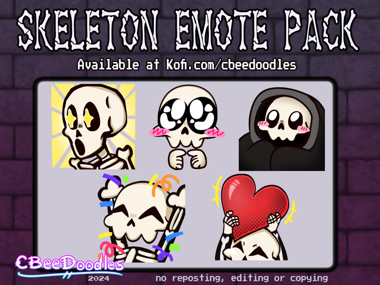 Skeleton Emote Pack - CbeeDoodles's Ko-fi Shop - Ko-fi ️ Where creators ...