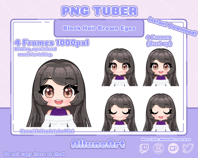 PngTuber - Girl - Black Hair - Brown Eyes - Chibi - Streamer - Discord ...