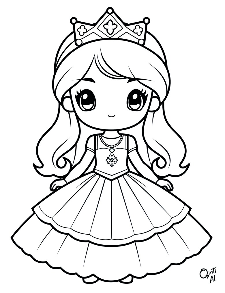 FREE PRINTABLE coloring page for kids: Princess Costume. - QintiAI's Ko ...