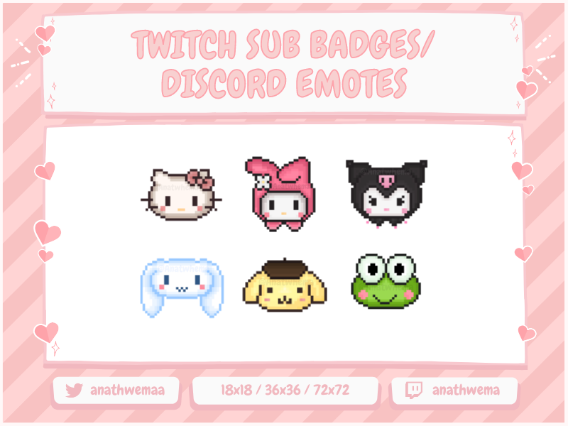 Sanrio Twitch Subbit Badgesdiscord Emotes Set Of 6 ♡ Anathema ♡s Ko Fi Shop Ko Fi ️