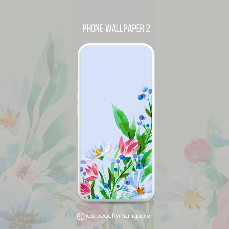 Blue Watercolor Flowers Phone Wallpaper Set Justpeachymangopie S Ko Fi Shop Ko Fi ️ Where