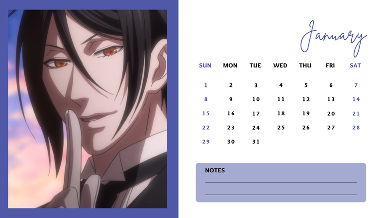 Free Black Butler Anime Calendar 2023 – All About Anime and Manga