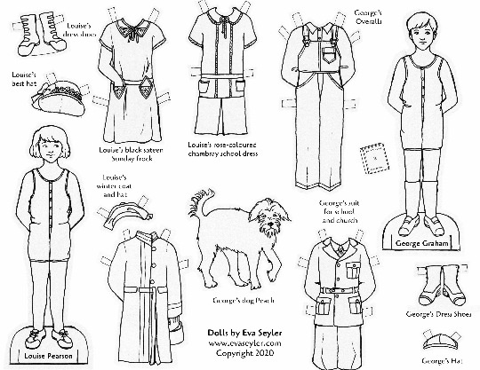 Colouring Page: 1920s Paper Dolls, George and Louise from 