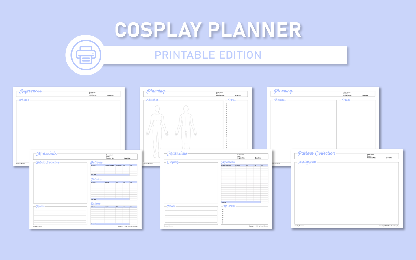 Cosplay Planner printable edition Oldskoolbunny s Ko fi Shop