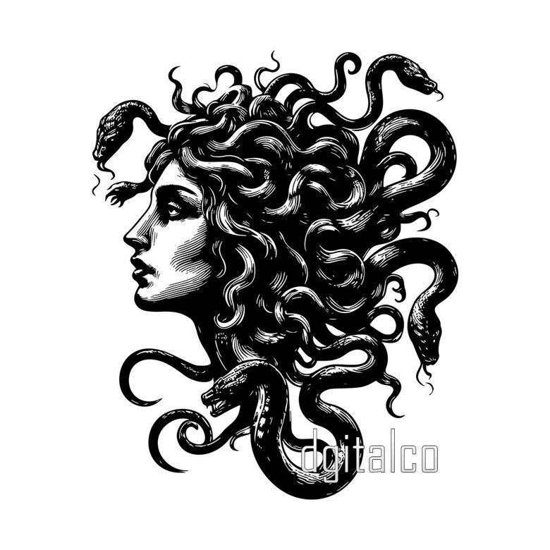 Medusa Digital Download Greek Mythology Gorgon AI Art Print