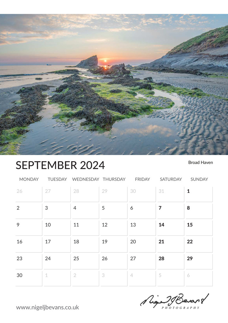 2024 Pembrokeshire Calendar (A4 size) - Nigel J Bevans Photography's Ko ...