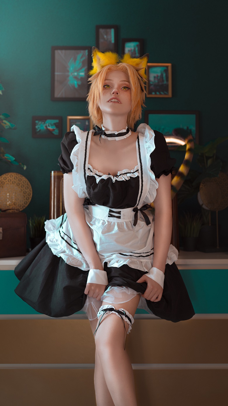 Denki in a maid outfit