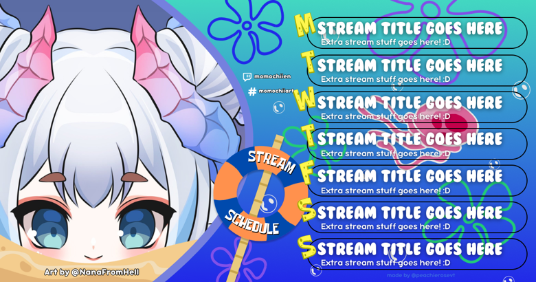 F2U Spongebob Theme Vtuber/Streamer Schedule - peachierose's Ko-fi Shop ...