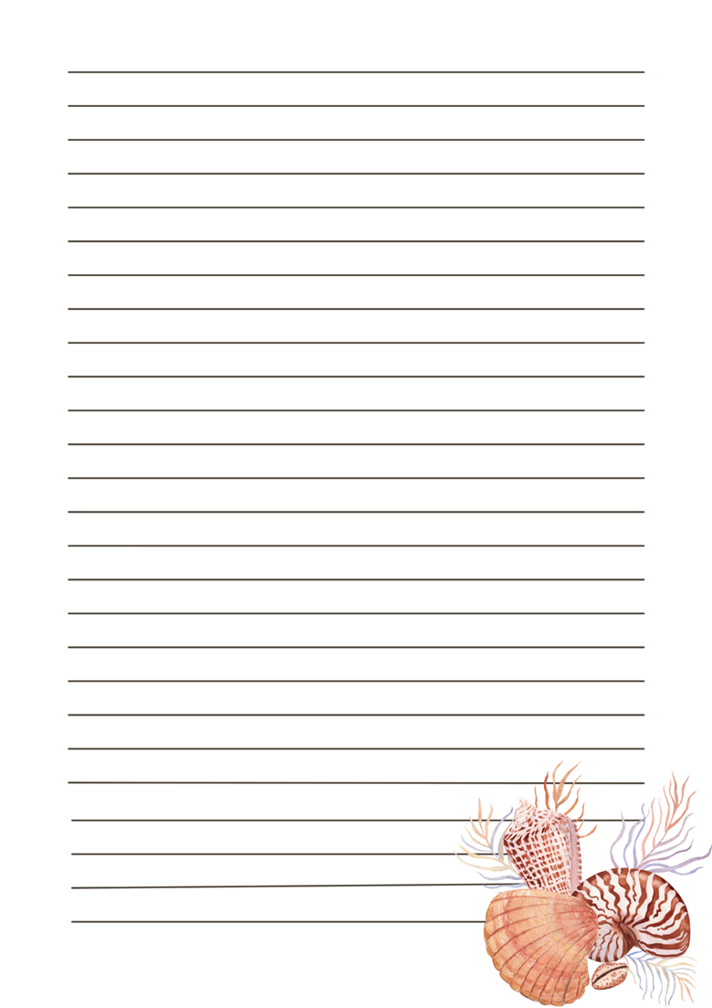 12 Printable Writing Paper, Lined And Blank, With Underwater And Ocean 