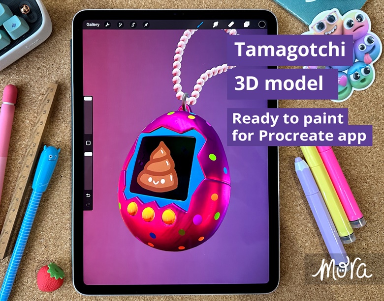 3D Tamagotchi - Ready to paint Procreate file - moravieytes's Ko-fi Shop