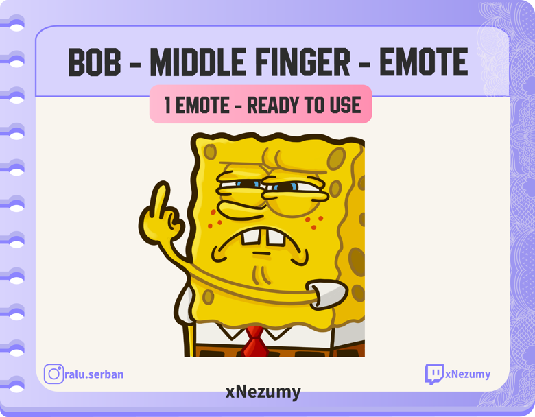 Twitch Emote | Bikini Bottom - Bob Middle Finger | Emote Ready to use ...